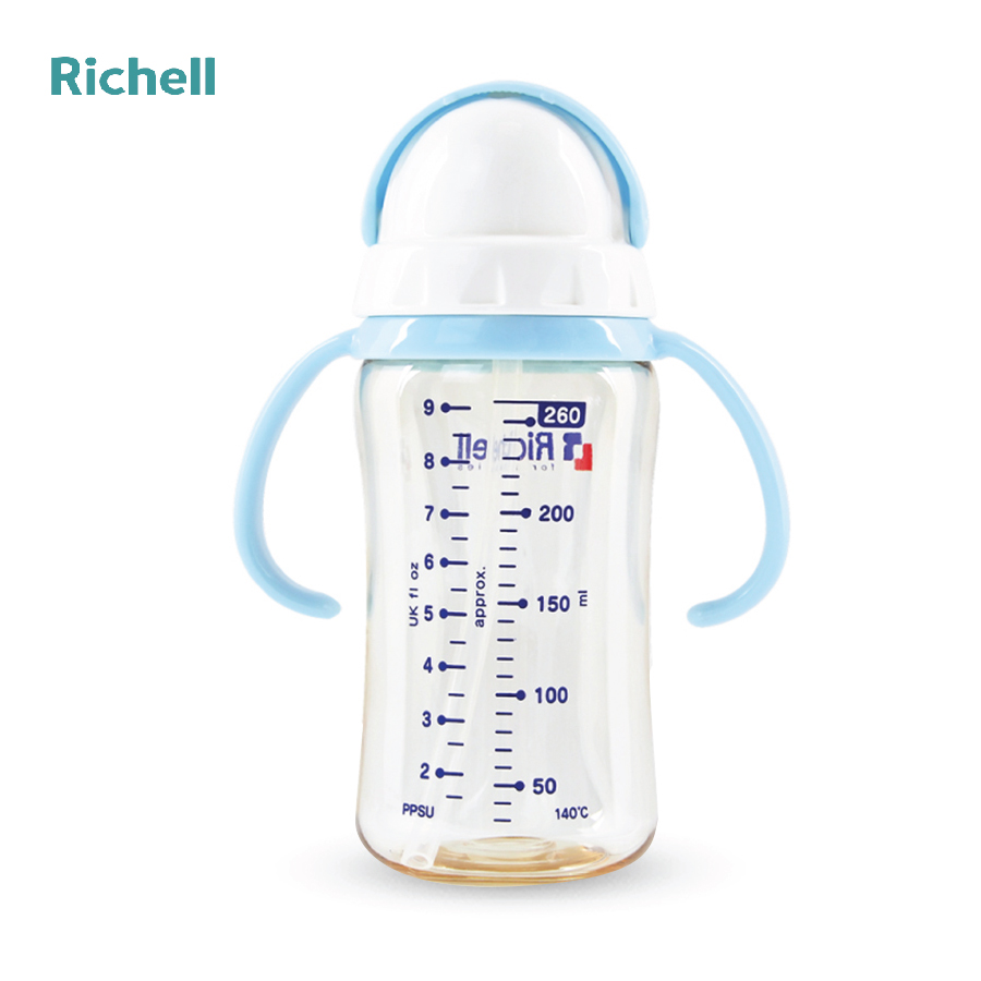 BÌNH ỐNG HÚT PPSU RICHELL (260ML-XANH LƠ)