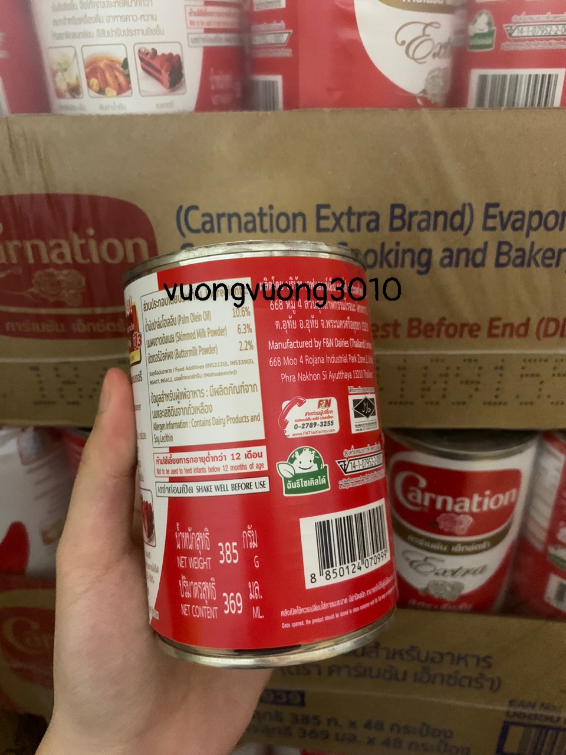 Sữa Nước Béo và Sữa Đặc Carnation ( sữa ba bông ) Thái Lan Lon 385g