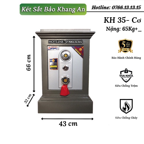 Két Sắt Việt Tiệp KH35 Cơ Xám <65KG >