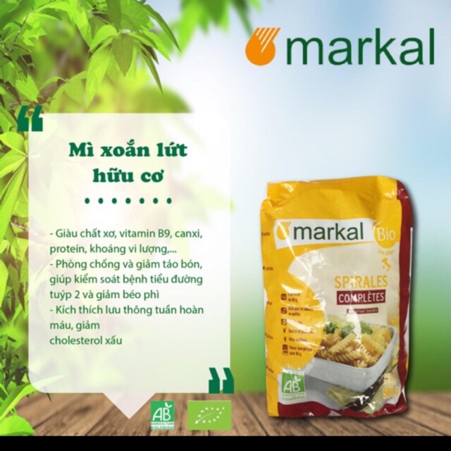 Mì xoắn lứt hữu cơ Markal 500g