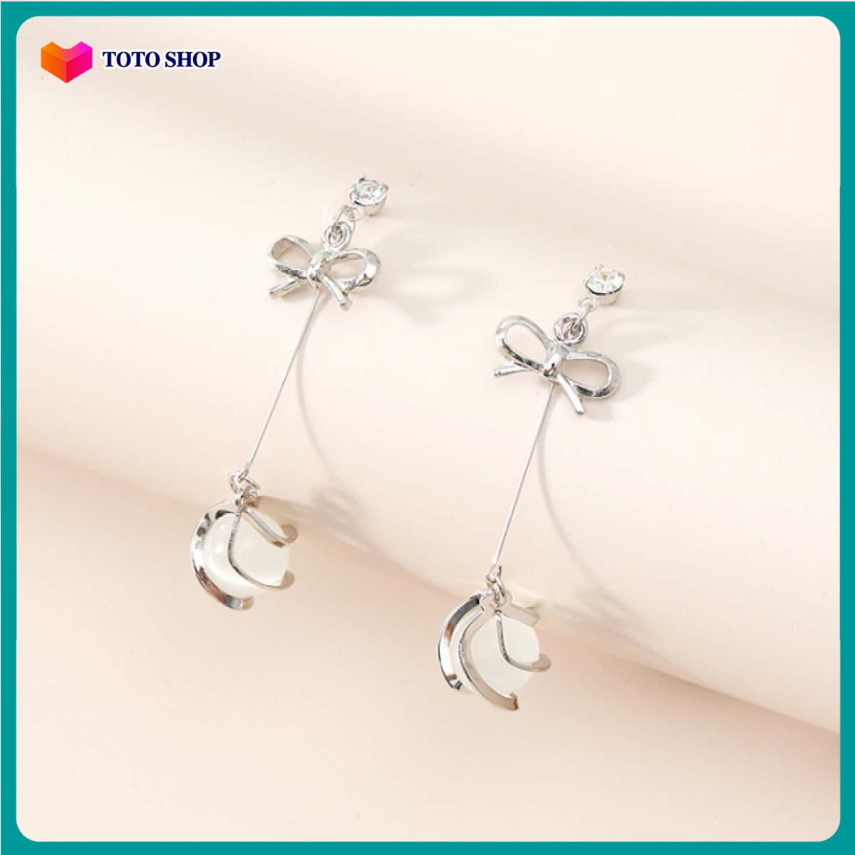 [HCM][video] earrings female applique bow and cat eye stone glitter style korean super cute bstkd-[totoshop]
