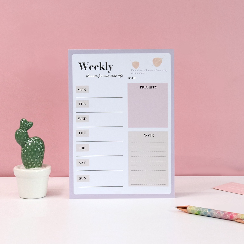 Tập giấy ghi chú/ note Daily Plan Morandi (giấy dày)