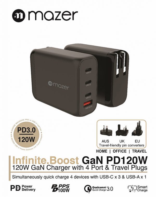 Củ Sạc MAZER Infinite.Boost GAN120W ( Kèm cáp c to c 100W)