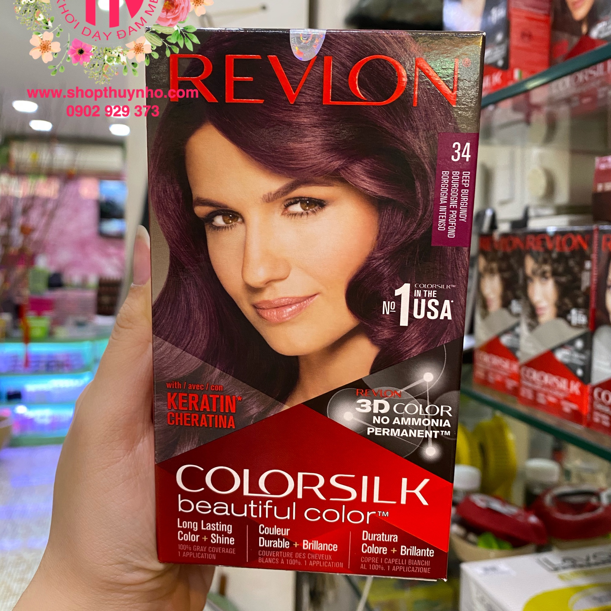 Thuốc nhuộm tóc Revlon ColorSilk số 34  (Deep - Burgundy - Tím sẫm)