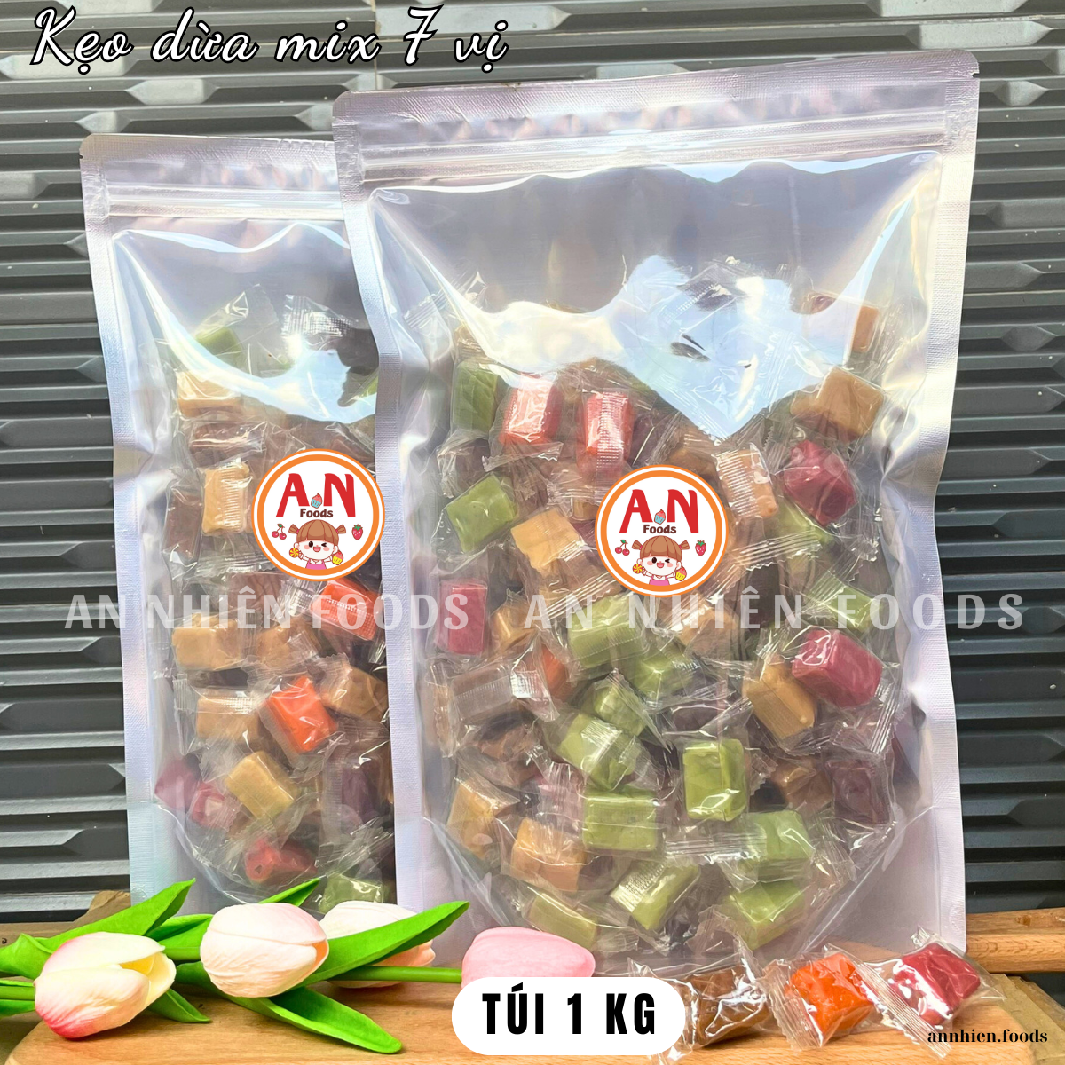 Kẹo dừa ít đường mix vị (7 vị) {Khối lượng tịnh, không tính bao bì}
