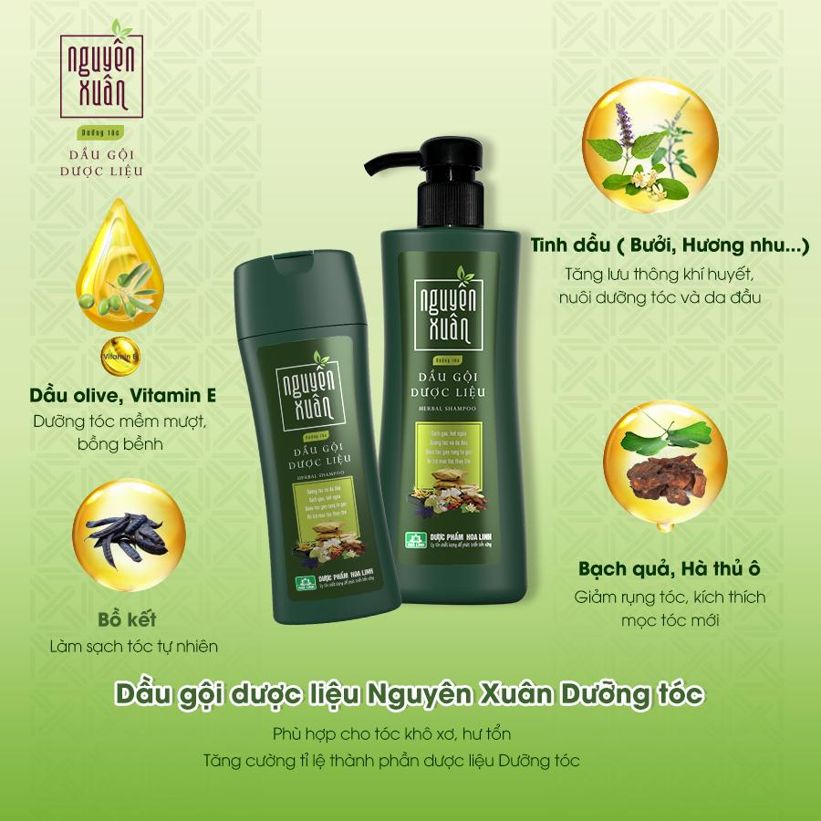 Dầu gội Dược liệu Nguyên Xuân xanh Dưỡng tóc phục hồi)