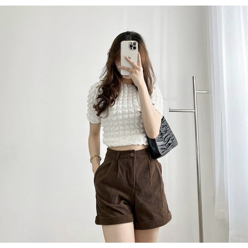 Áo Xốp Croptop Thun Co Dãn - BT Fashion