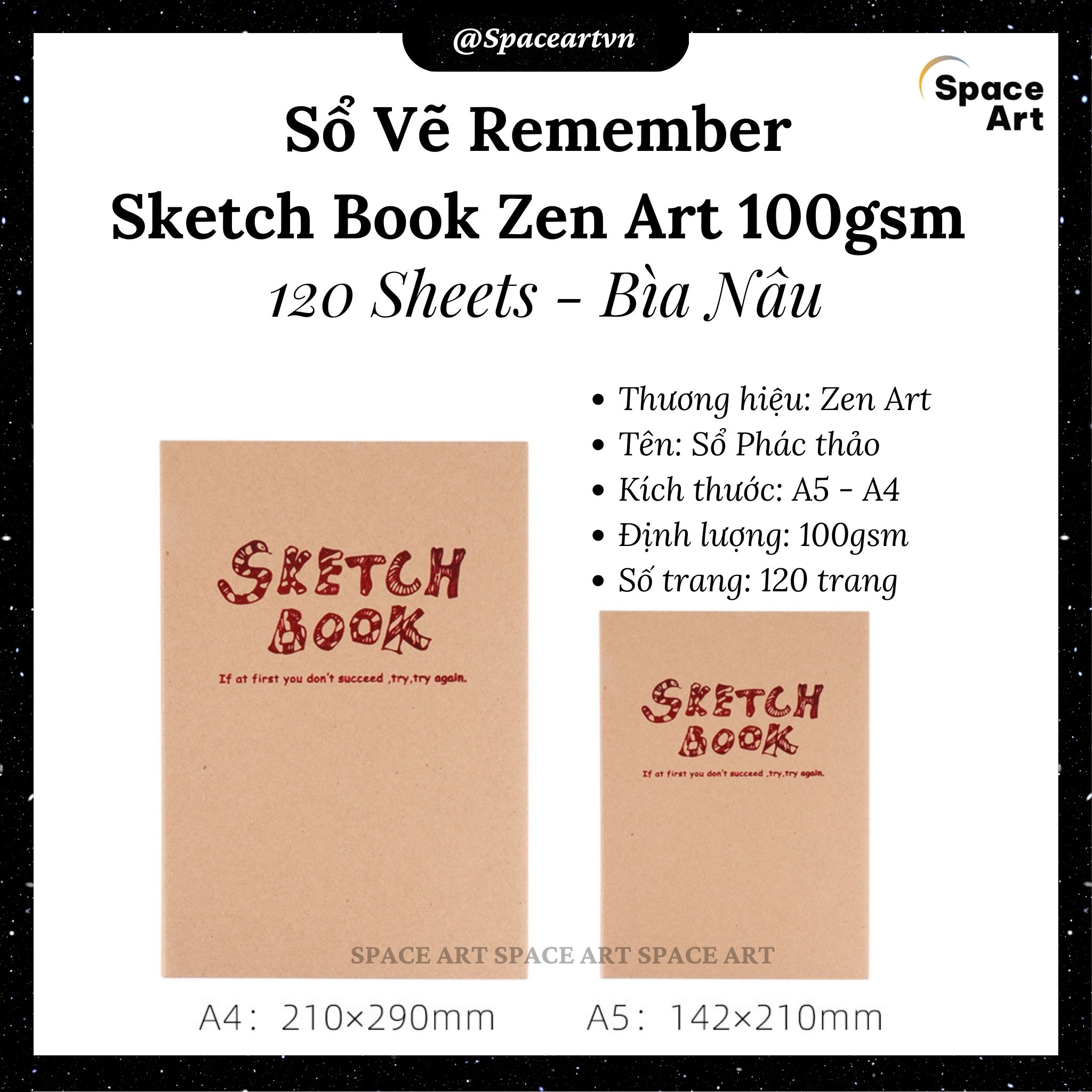 Sổ Vẽ Chì Remember Sketchbook Zen Art 100gsm