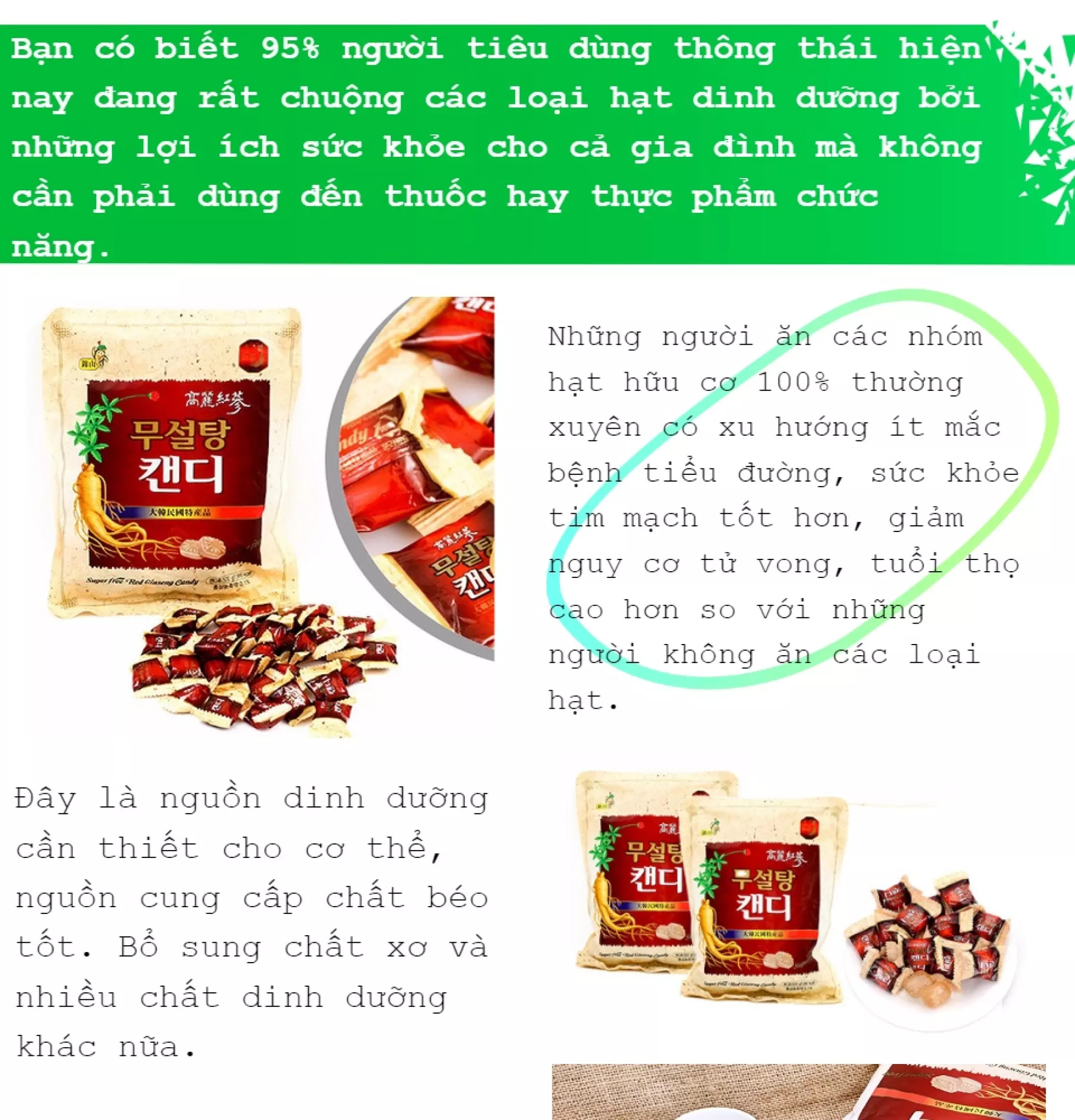 Kẹo hồng sâm không đường hàn quốc 500g -DATE MỚI