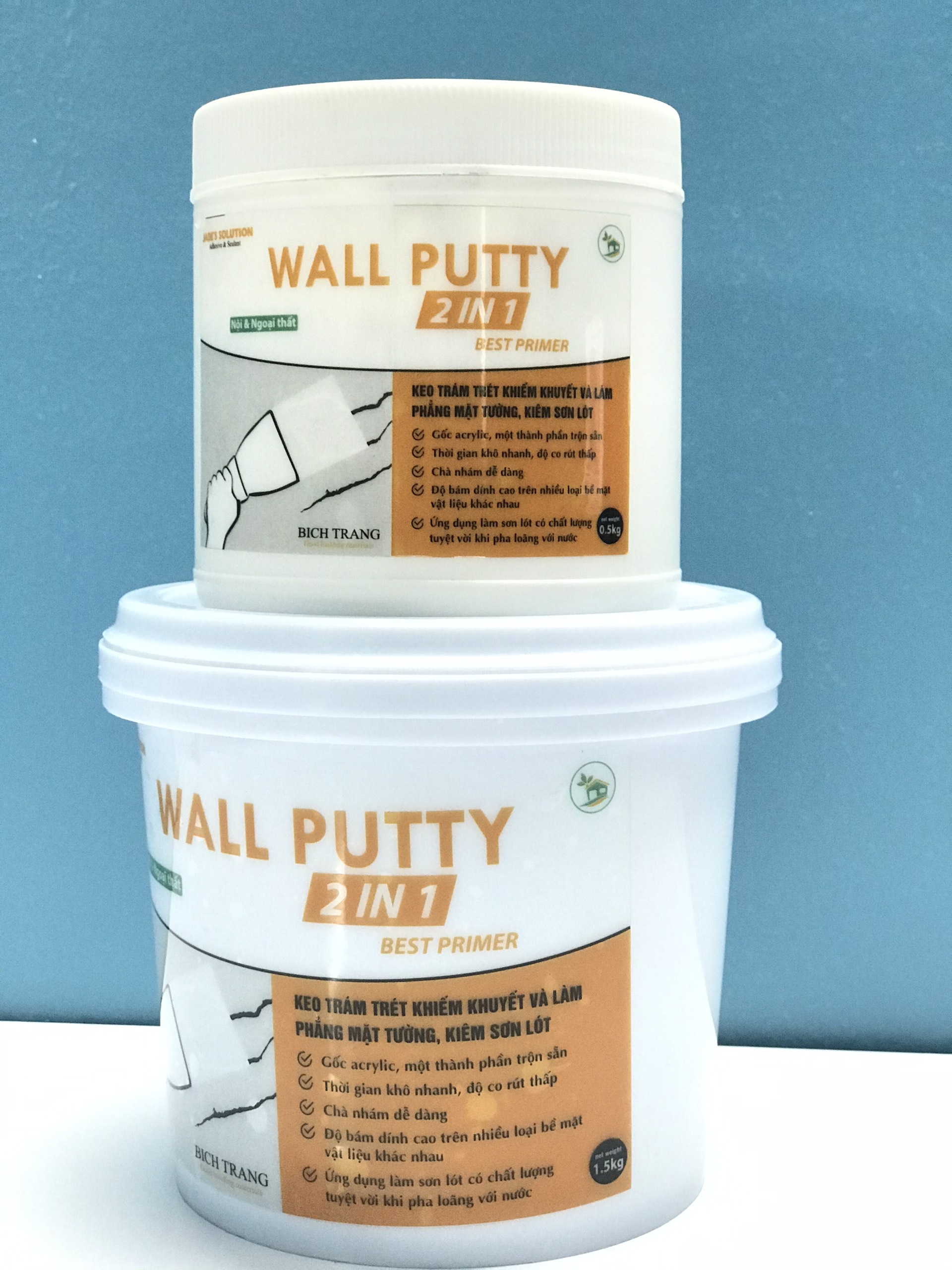 Trám trét tường - trám tường nứt chân chim, nứt mảng nhỏ -  wall putty 1.5kg