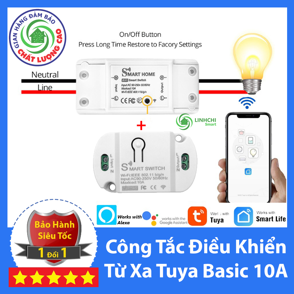 Công Tắc Thông Minh Điều Khiển Từ Xa Qua WIFI, 3G, 4G Tuya Smart Basic ( thay cho sonoff basic )