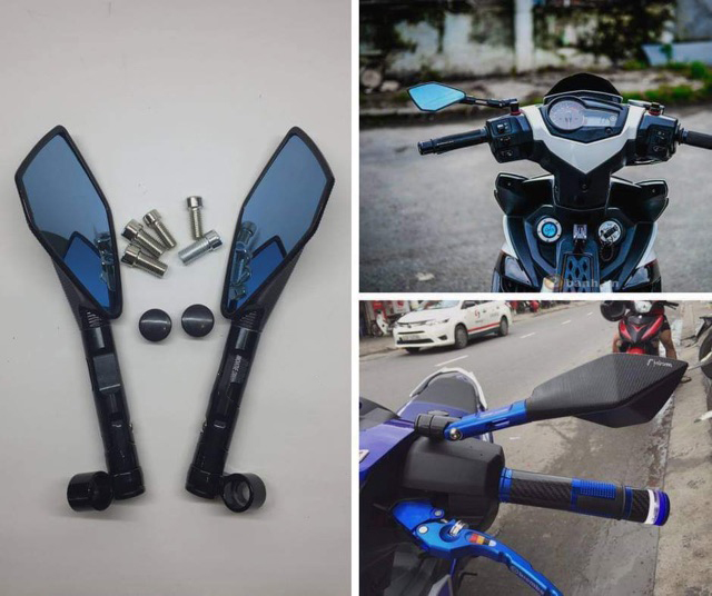[1 Đôi MÀU ĐEN] Gương Xe Máy Xe Điện 5 Cạnh CAO CẤP CHỐNG CHÓI