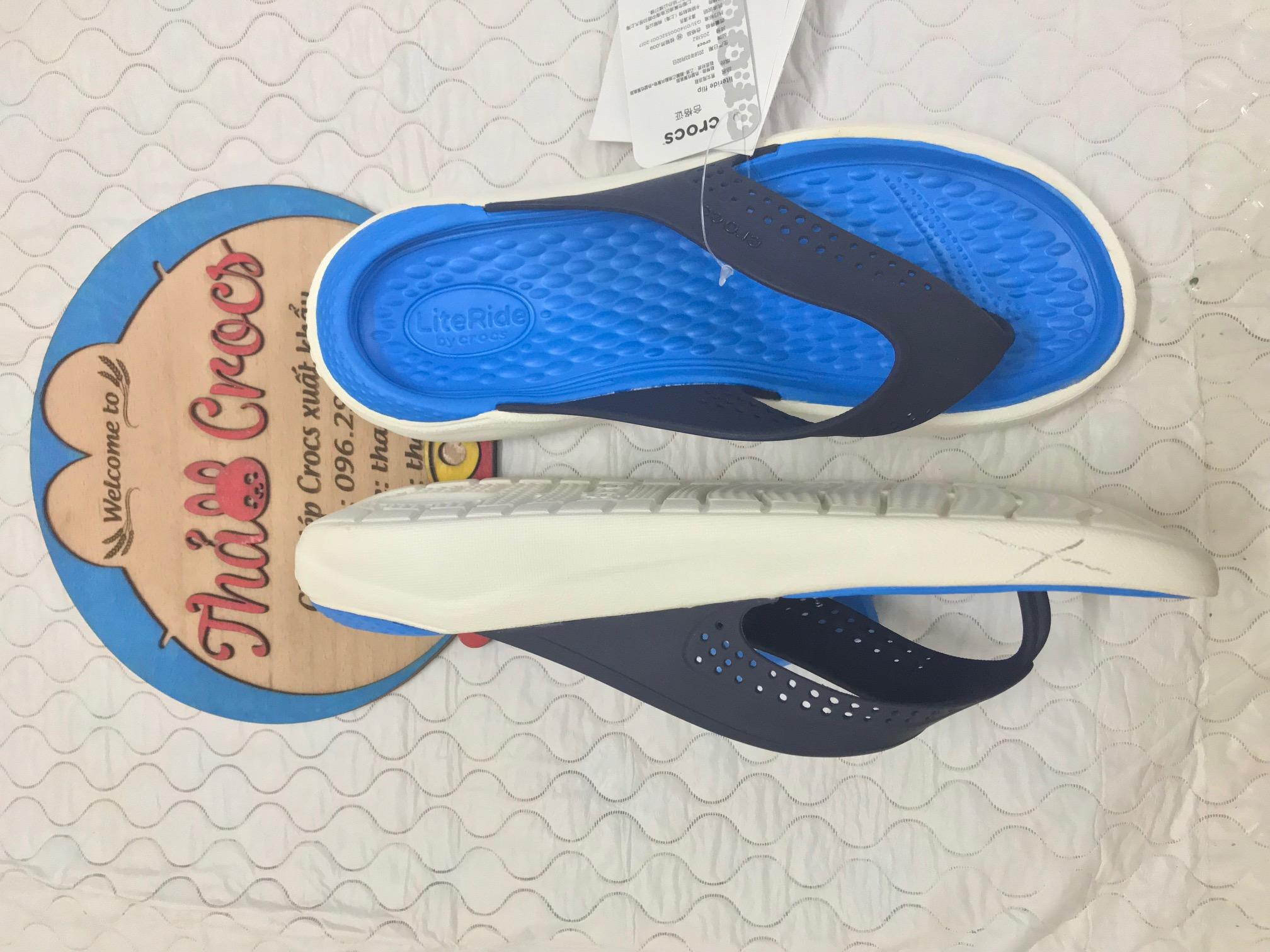 Dép xỏ ngón Crocs LiteRide siêu êm (Blue/trắng)