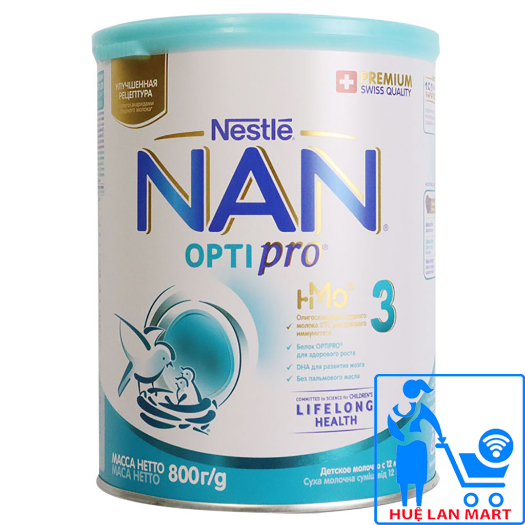 Sữa Bột Nestlé NAN Nga Optipro 3 - Hộp 800g (Dành cho trẻ 1~3 tuổi)
