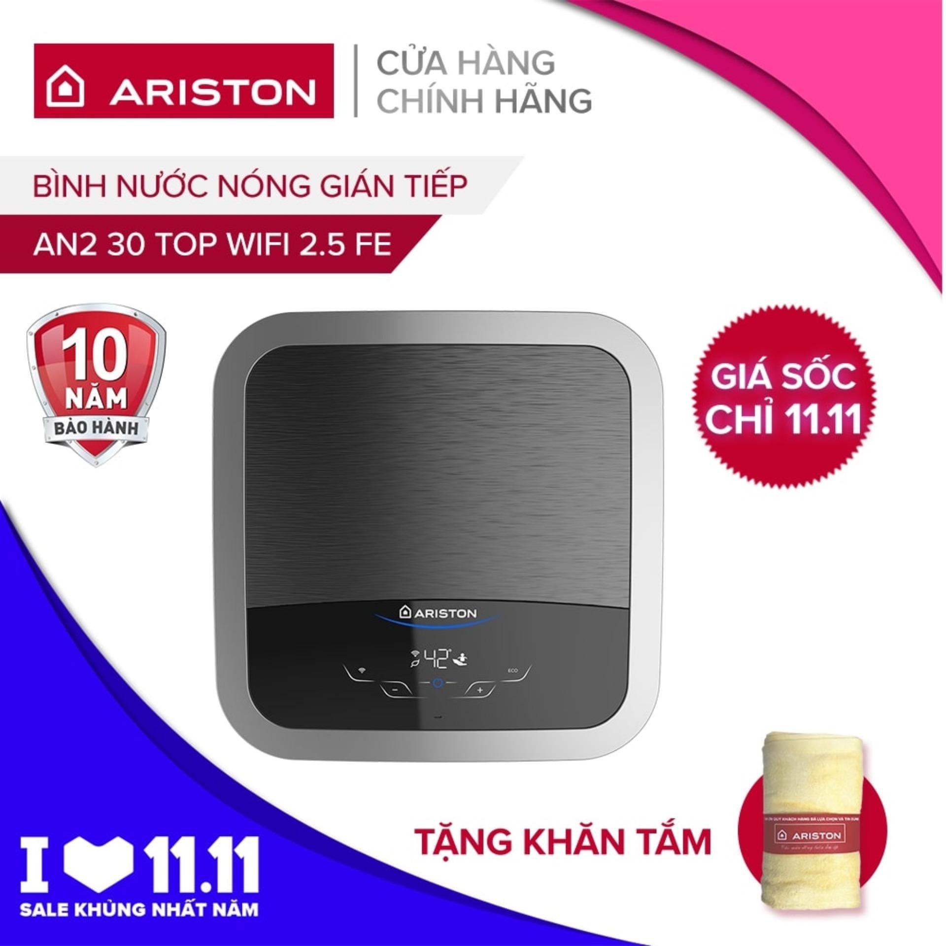 Bình nước nóng Ariston gián tiếp AN2 30 TOP WIFI 2.5 FE 2500W - Tiết kiệm điện năng - Dùng được cho 4 người - CHỌN DỊCH VỤ LẮP ĐẶT KÈM THEO ĐỂ ĐƯỢC HỖ TRỢ LẮP ĐẶT SẢN PHẨM TẠI NHÀ