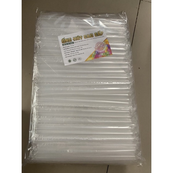Ống hút trà sữa màu đen, trắng có màng bọc túi 100 ống
