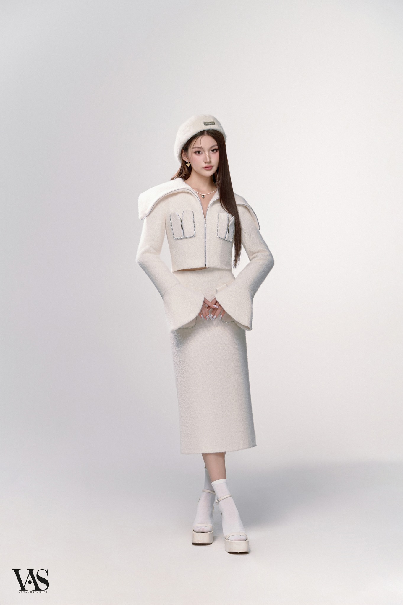 Set chân váy nữ VANANHSCARLET lông thỏ