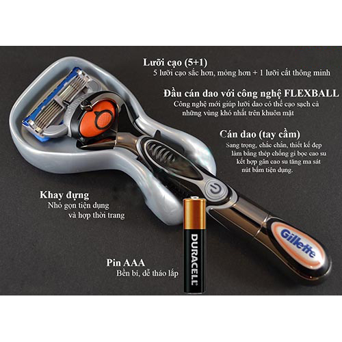 Dao cạo râu Gillette Fusion5 Proglide Power cao cấp