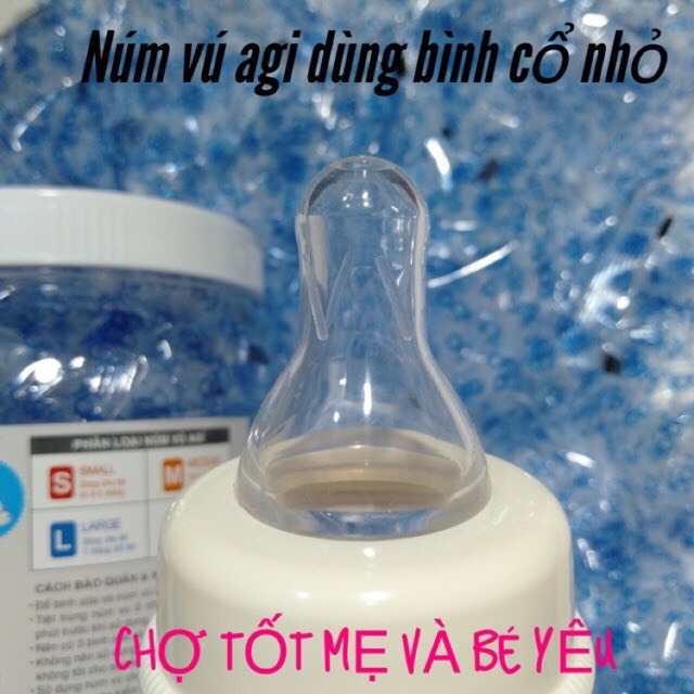Combo 20 Núm Vú Bình Sữa Cổ Hẹp , Núm Ty Thay Bình Sữa Agi (đủ size S/M/L)
