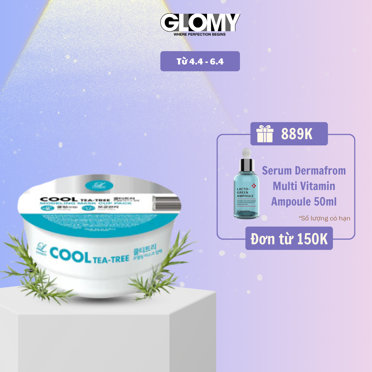 Mặt nạ dẻo lindsay tràm trà giảm mụn, dịu da - cool tea tree modeling mask cup pack 28g