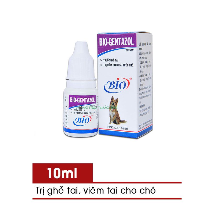 Nhỏ tai cho chó bị viêm tai Bio-Gentazol 10ml - [Nông Trại Thú Cưng]