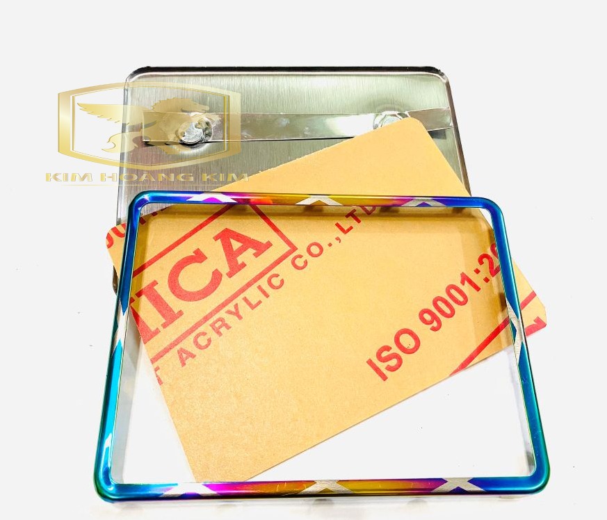 Combo 3 món Ốp biển số,meca,ốp sau INOX Xi 7 màu bắn LASER X phụ kiện xe máy siêu rẻ đẹp