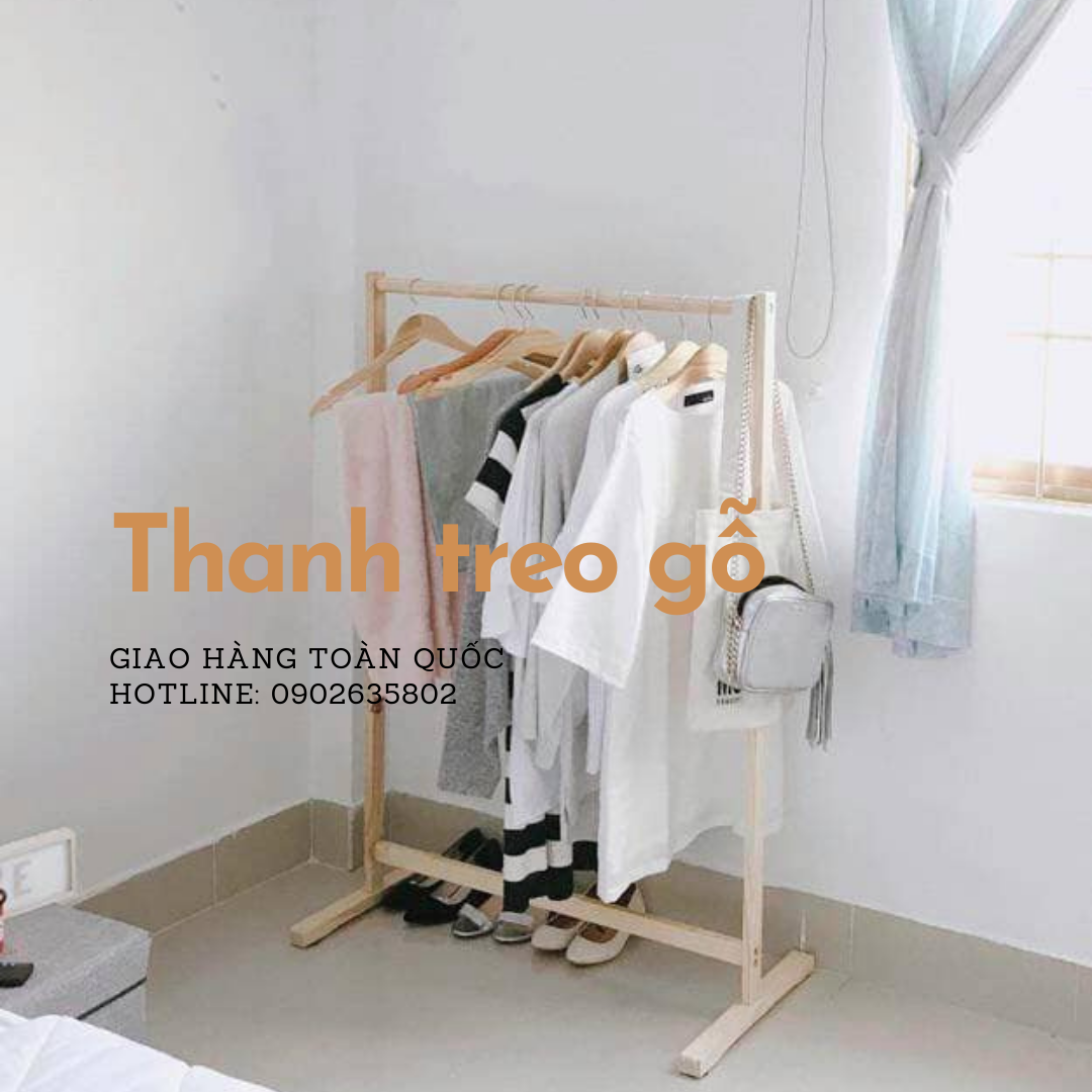 Thanh treo quần áo gỗ (Giá phơi quần áo/ sào đồ gỗ)