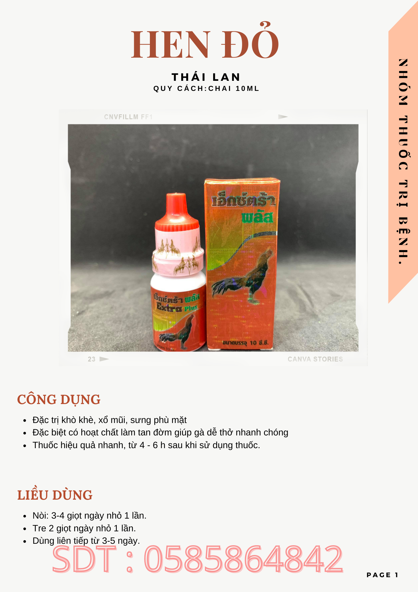 HEN ĐỎ thái lan trị khò khè cho gà đá dạng nhỏ