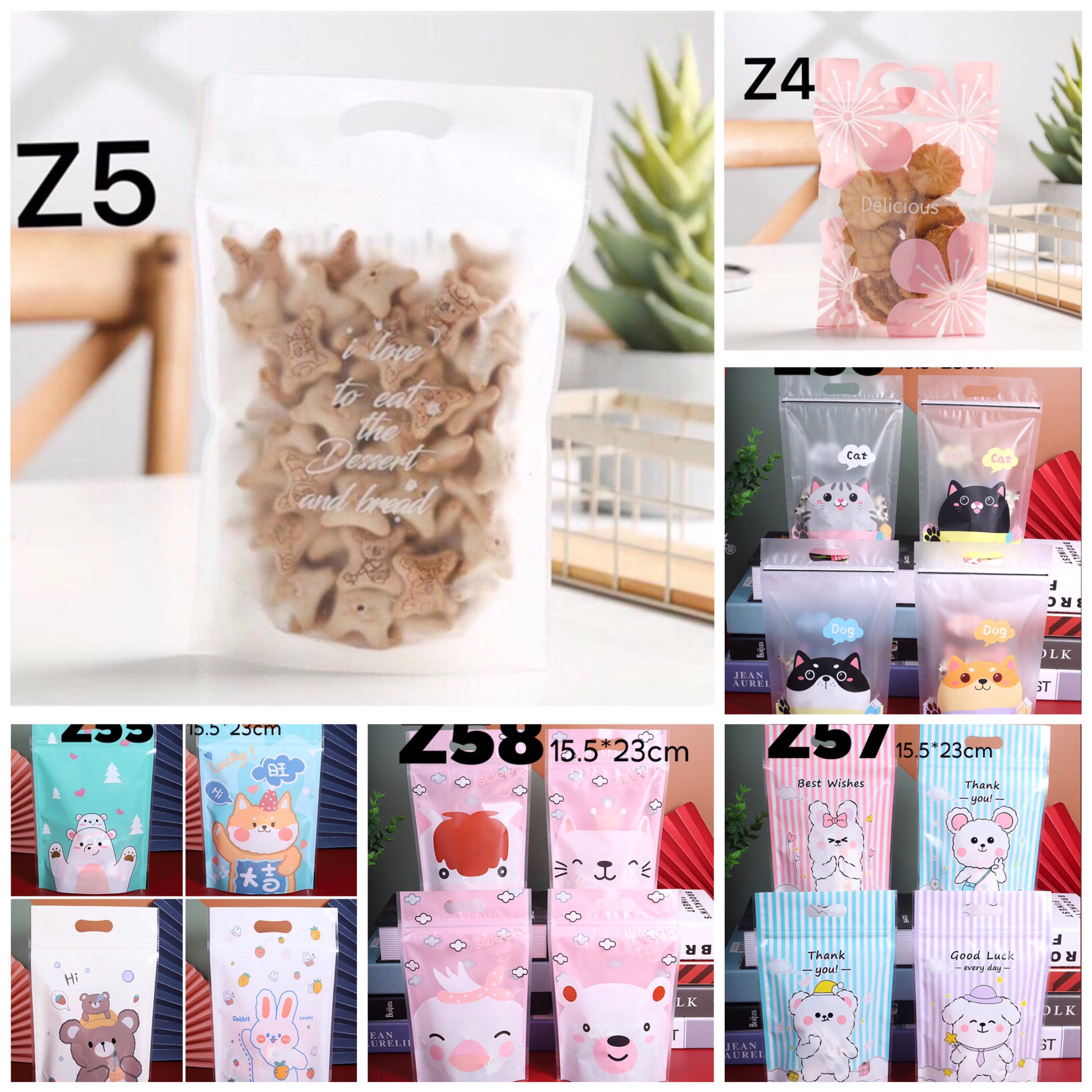 Túi zip đựng bánh, kẹo, hạt các mẫu 50 chiếc