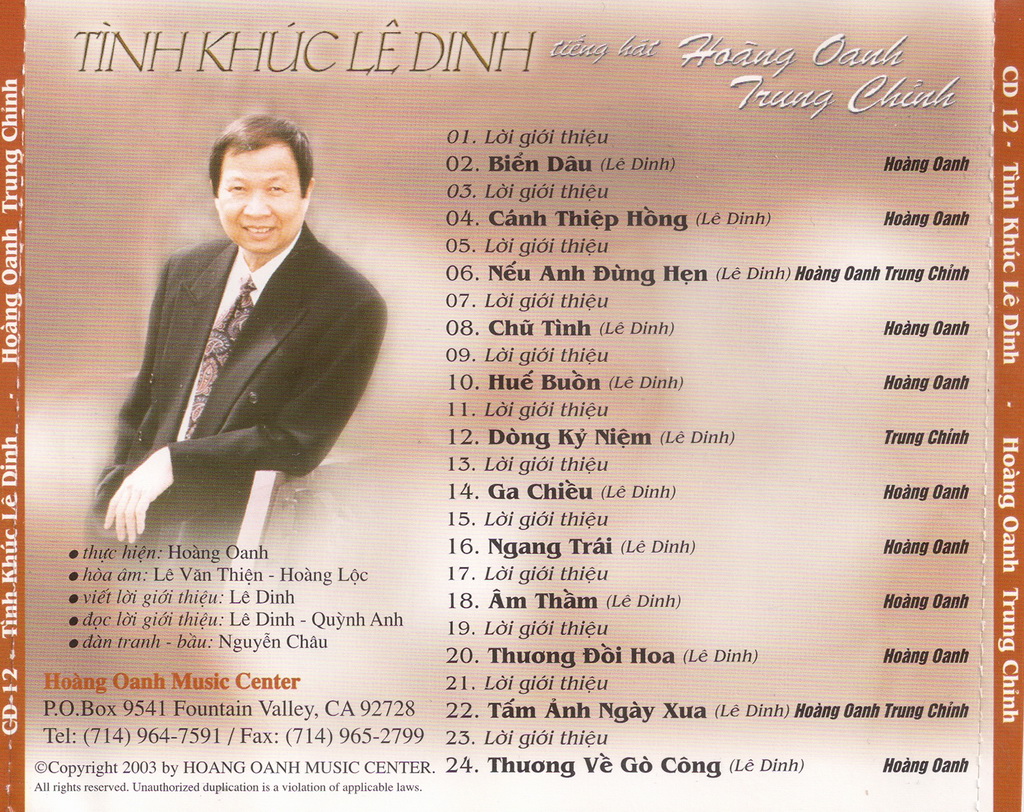 bộ 6 đĩa Cd nhạc tiếng hát Hoàng Oanh 1