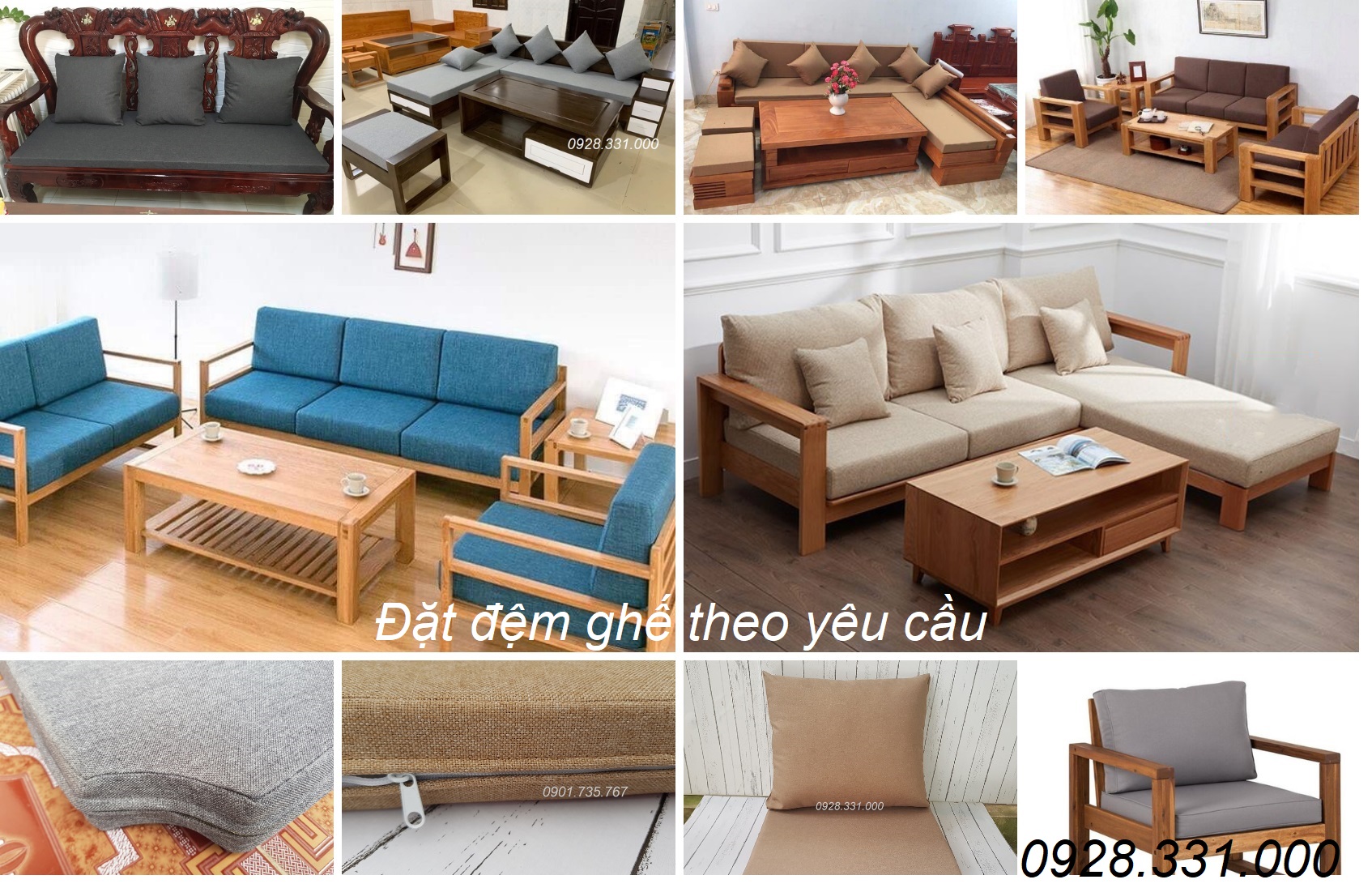 Nệm ghế Sofa gỗ theo kích thước yêu cầu