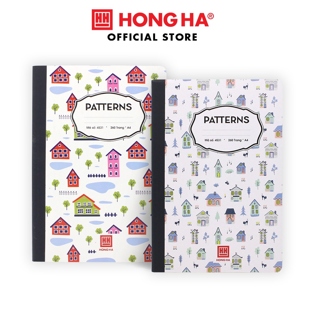 Sổ bìa bồi kẻ ngang Patterns Hồng Hà 260 trang định lượng 58gsm