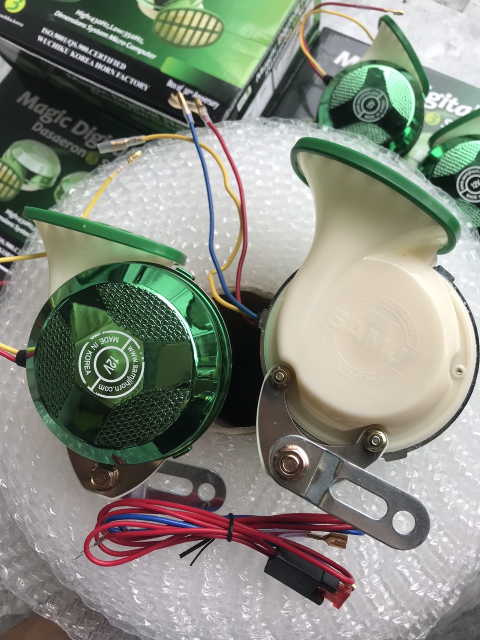 Còi ngân xanh hàn quốc. lắp oto. điện 12v-24v
