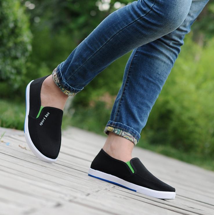 Giày lười nam vải đen sport