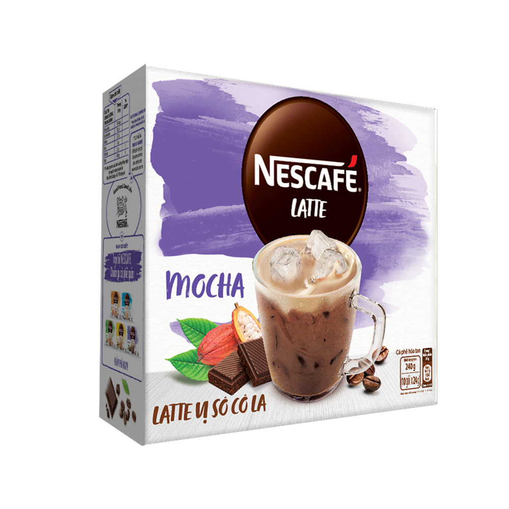 Cà phê hòa tan Nescafé Latte vị sô cô la Hộp 10 gói x 24g