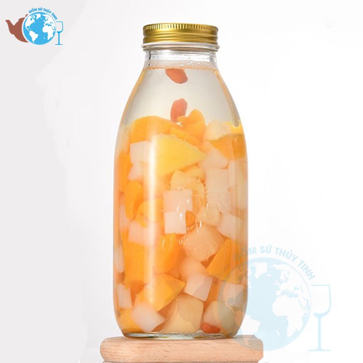 Chai thủy tinh lớn 1000ml mason, bình thủy tinh 1 lít nắp thiếc