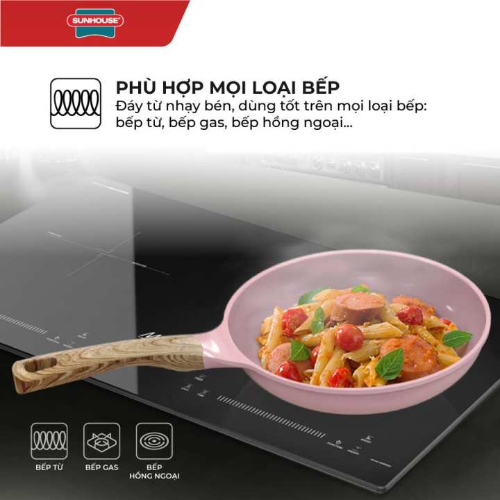 Chảo siêu bền đá đáy từ Dura pro SUNHOUSE DP26MF màu hồng pastel siêu đẹp - Chống dính an toàn - Hình ảnh 6