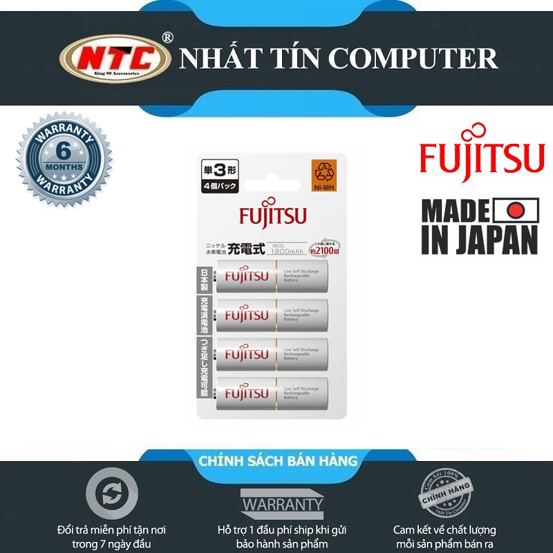 Vỉ 4 pin sạc AA Fujitsu 1900mAh made in JAPAN - nội địa Nhật Bản (trắng) - Nhất Tín Computer
