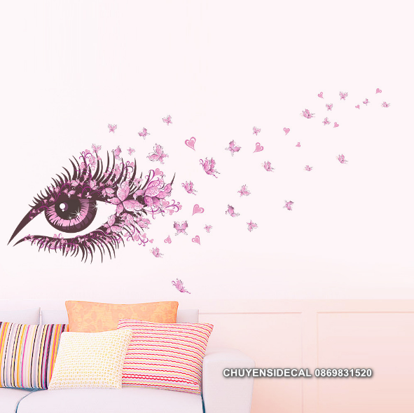 [HCM]Decal trang trí tường - Mắt Bướm Hồng