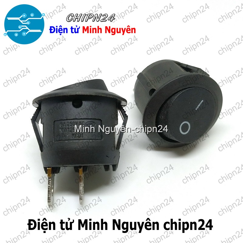 [2 cái] (F98.1) Công tắc Tròn 20MM Đen 2 Chân 2 vị trí (6A 250VAC) (CTTD2C20mm) - HH001393