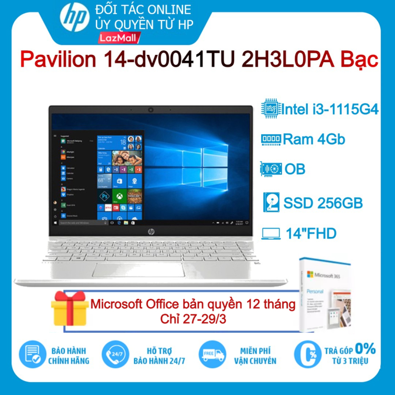 Bảng giá [VOUCHER 10% - TẶNG OFFICE 365 BẢN QUYỀN]Laptop HP Pavilion 14-dv0041TU 2H3L0PA i3-1115G4 4GB 256GB 14FHD OB Win10 Phong Vũ