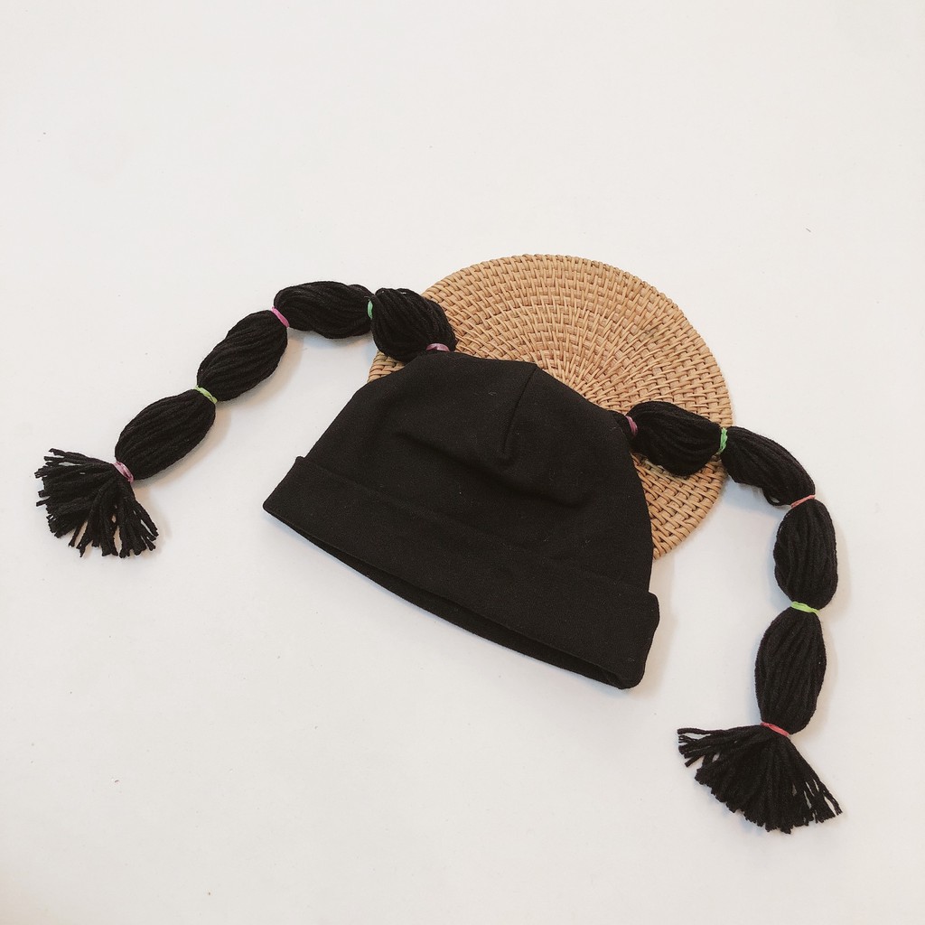 Mũ cotton tóc giả cho bé (0-2y)