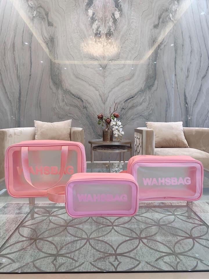 SET 3 Túi đựng mỹ phẩm du lịch bằng nhựa PVC trong suốt WAHSBAG