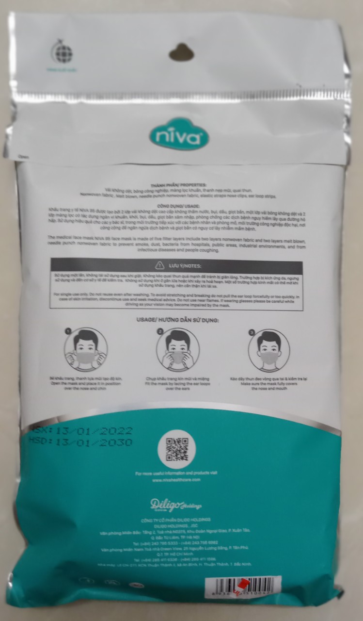 Khẩu trang cao cấp Niva N95 (gói 5 chiếc)