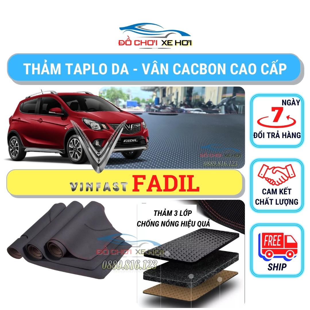 Thảm phủ taplo da xe vinfast fadil, thảm taplo da vân cacbon