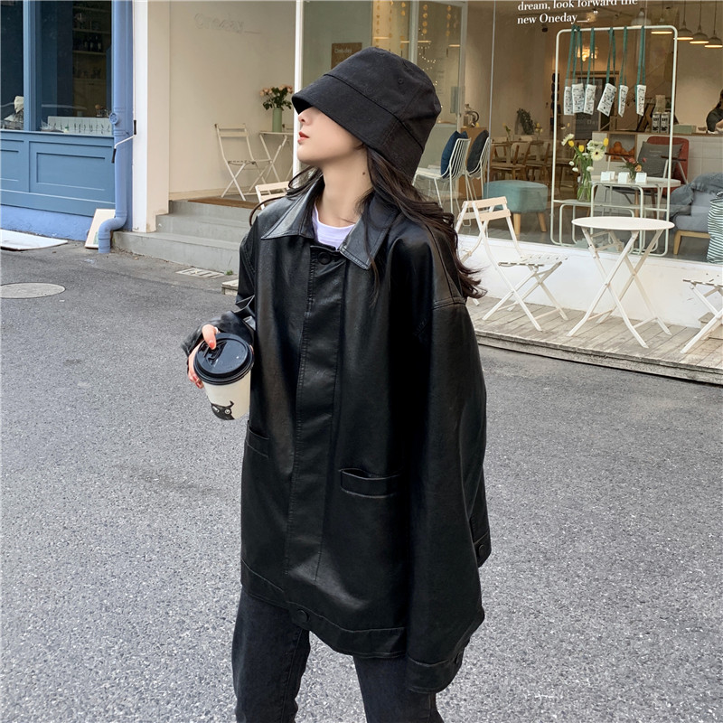 [SẴN] AK30_ÁO KHOÁC DA OVERSIZE ULZZANG CÁ TÍNH