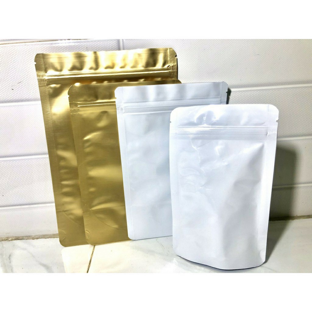 1kg túi zip đáy đứng 2 mặt trắng sữa cao cấp (túi zipper đáy đứng)