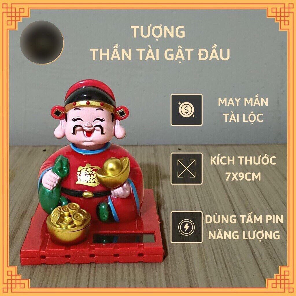 Tượng thần tài trang trí, tượng thần tài để bàn, tượng thần tài để xe hơi dùng pin năng lượng
