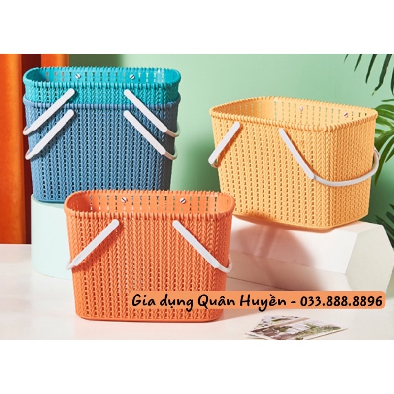 Giỏ nhựa có quai xách làn đựng đồ kiểu dáng hàn quốc 1228