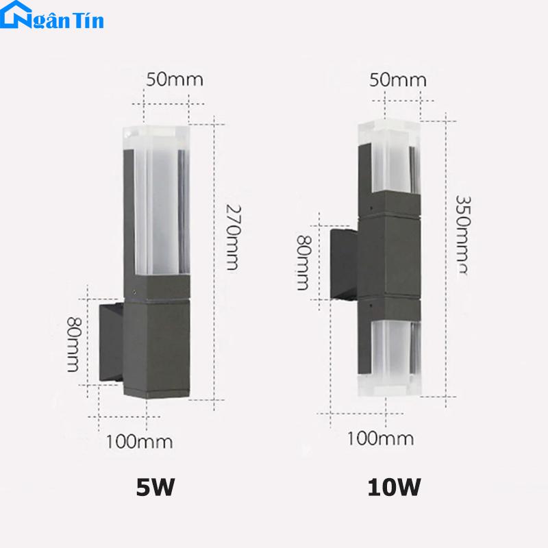 Đèn Led treo tường gắn tường ngoài trời trong nhà Led 10W 220V Ngân Tín